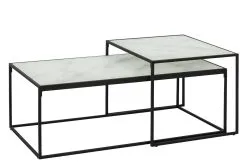 2 Sohvapöydän Sarja Bolton, Valkoinen/musta