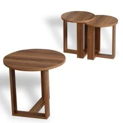 3-osainen Sohvapöytä Kalune Design Mira, Tummanruskea -Olohuoneen kalusteet myymälä 3 osainen sohvapoyta kalune design mira tummanruskea ffa81 halvempi reference