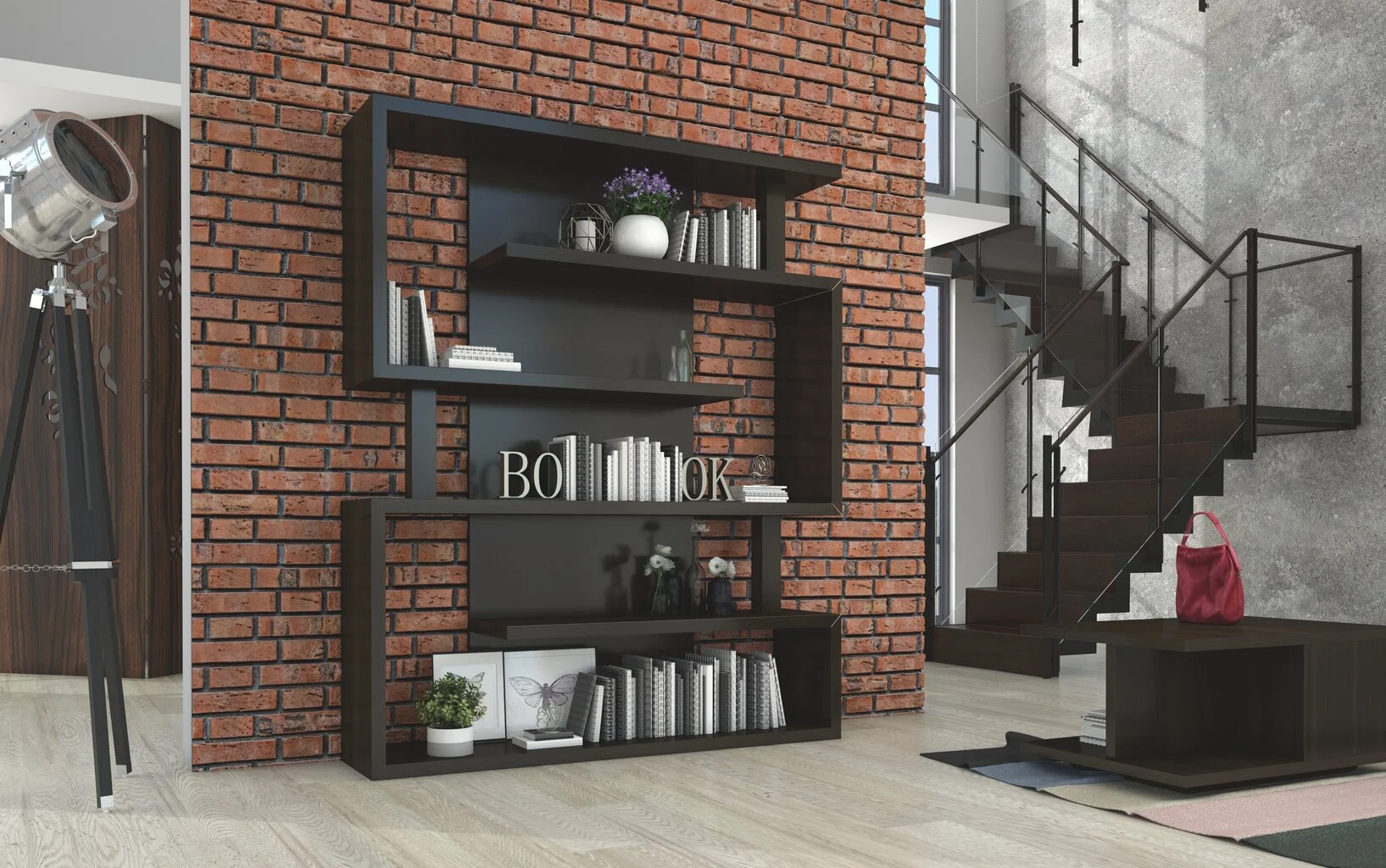 ADRK Furniture Felipe, Hylly 189 Cm X 151 Cm, Mustan Värinen 1 ADRK Furniture Felipe, Hylly 189 Cm X 151 Cm, Mustan Värinen