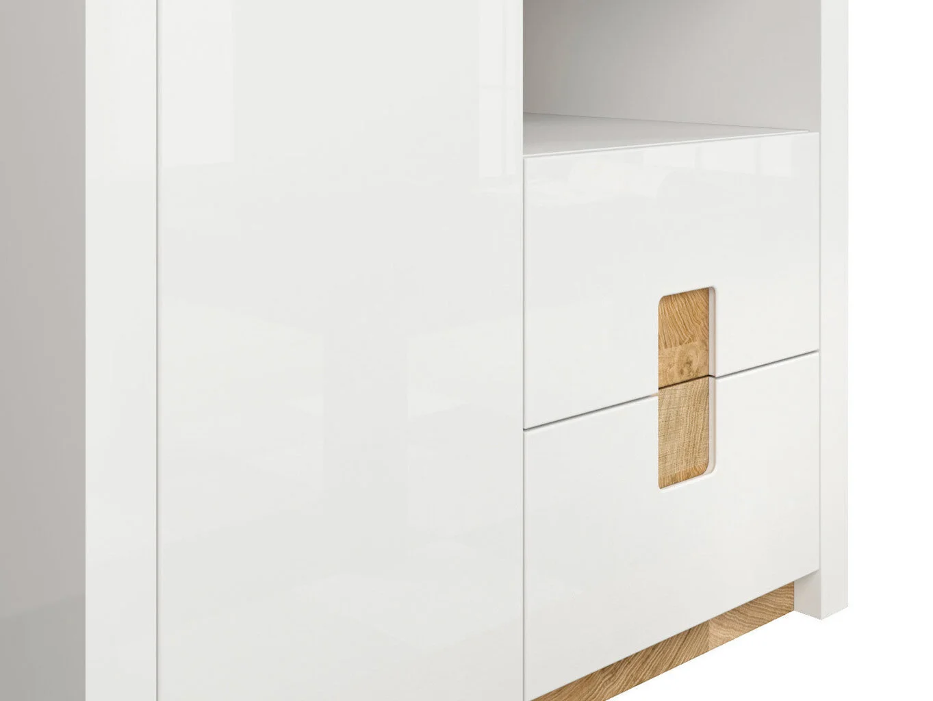 Black Red White Alameda -vaatekaappi, Valkoinen Kiiltävä/tammi 4 Black Red White Alameda -vaatekaappi, Valkoinen Kiiltävä/tammi - Image 4