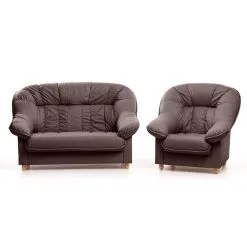 Aleksandra 2 + 1 Pehmustettu Kalustesarja, Tummanruskea 8041, , Tumepruun 8041, Jalad - Pöök