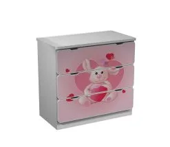 Amila Ami 30 -lipasto 3S, 80 X 82 X 45,5 Cm, Valkoinen / Pinkki