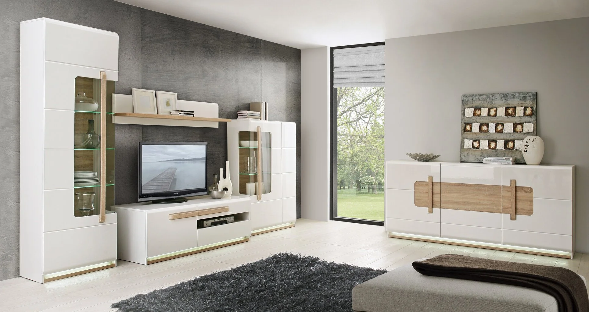 Forte Attention 51 Vitriini, Sonoma Tammi/valkoinen 2 Forte Attention 51 Vitriini, Sonoma Tammi/valkoinen - Image 2