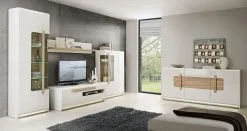 Forte Attention III -senkki, 91 X 195 X 41 Cm, Korkeakiilto Valkoinen / Sonoma Tammi -Olohuoneen kalusteet myymälä attention iii senkki 91 x 195 x cd265 netistai reference