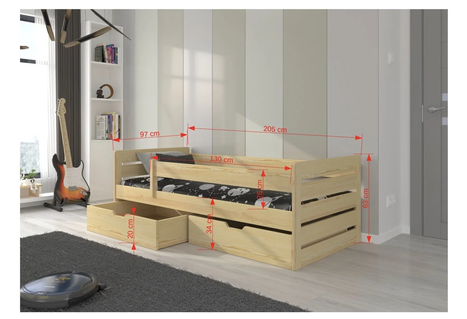 ADRK Furniture Bemma-lastensänky, 205 X 97 X 63 Cm + Patja 3 ADRK Furniture Bemma-lastensänky, 205 X 97 X 63 Cm + Patja - Image 3