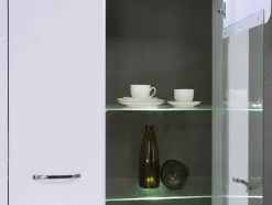 Forte Brugia-II-vitriinikaappi, Valkoinen-valkoinen Korkeakiiltoinen-tummanharmaa -Olohuoneen kalusteet myymälä brugia ii vitriinikaappi valkoinen valkoinen korkeakiiltoinen tummanharmaa 6379e netistai reference