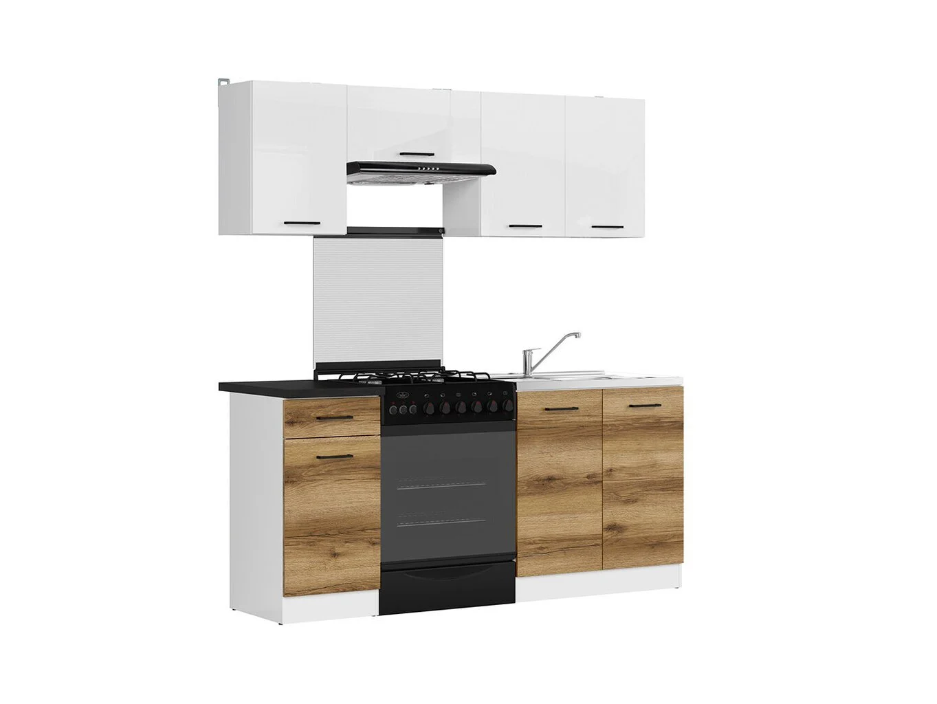 Black Red White BRW Junona Line 180 -keittiökalusteet, Valkoinen/vaaleanruskea 2 Black Red White BRW Junona Line 180 -keittiökalusteet, Valkoinen/vaaleanruskea - Image 2