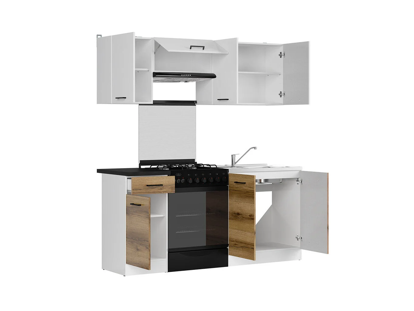 Black Red White BRW Junona Line 180 -keittiökalusteet, Valkoinen/vaaleanruskea 3 Black Red White BRW Junona Line 180 -keittiökalusteet, Valkoinen/vaaleanruskea - Image 3