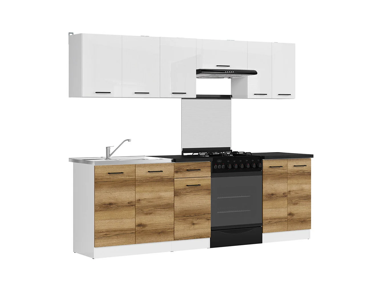 Black Red White BRW Junona Line 240 -keittiökalusteet, Valkoinen/vaaleanruskea 2 Black Red White BRW Junona Line 240 -keittiökalusteet, Valkoinen/vaaleanruskea - Image 2