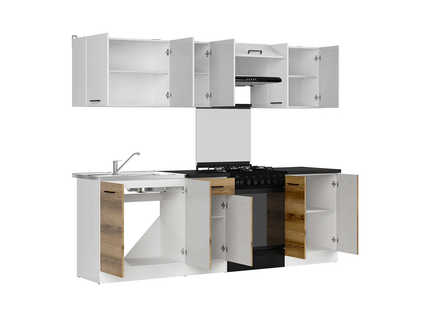 Black Red White BRW Junona Line 240 -keittiökalusteet, Valkoinen/vaaleanruskea 3 Black Red White BRW Junona Line 240 -keittiökalusteet, Valkoinen/vaaleanruskea - Image 3