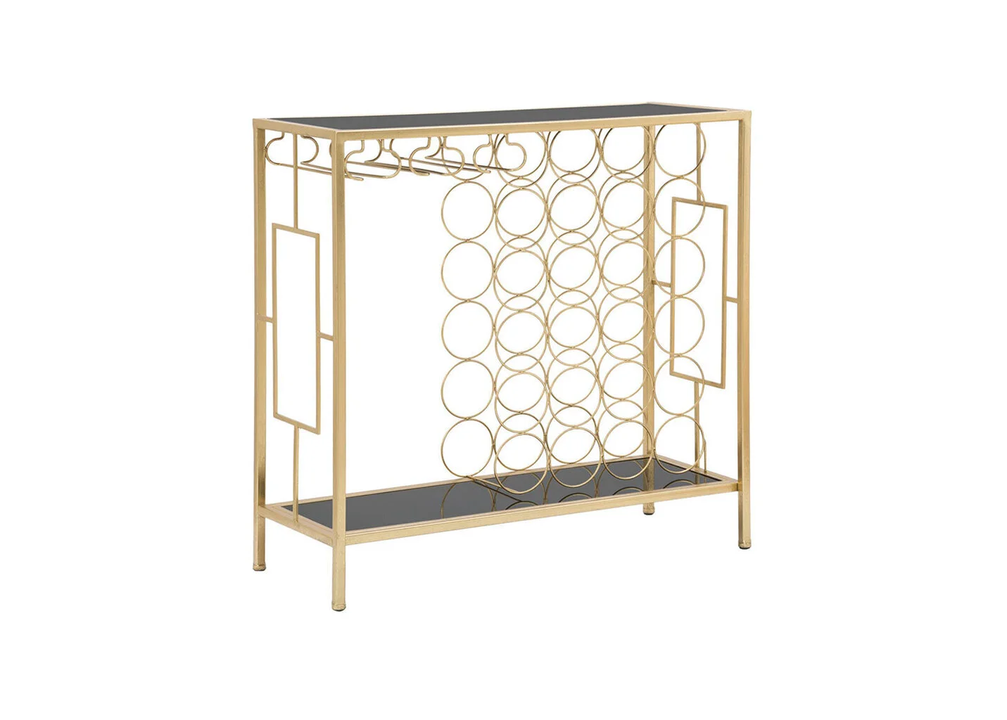 Glam Konsolipöytä Viinitelineellä, Musta/kultainen 1 Glam Konsolipöytä Viinitelineellä, Musta/kultainen