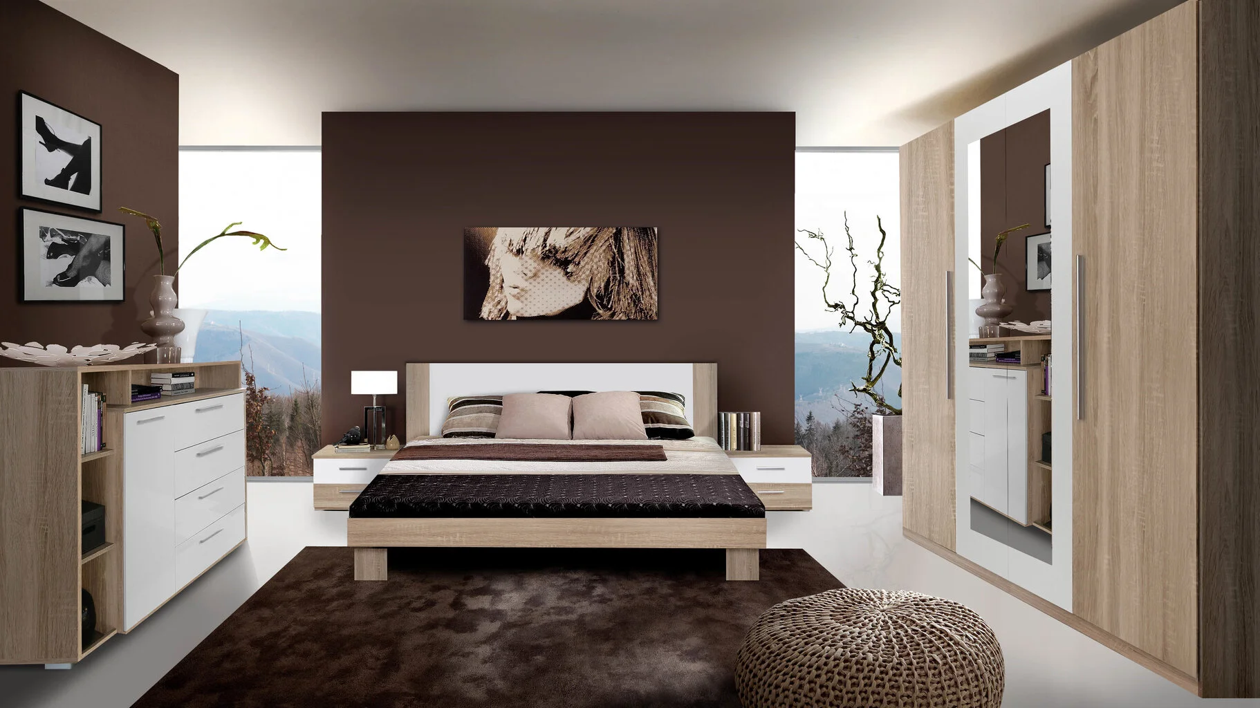 Forte Helen Vaatekaappi, Sonoma Tammi/valkoinen 2 Forte Helen Vaatekaappi, Sonoma Tammi/valkoinen - Image 2