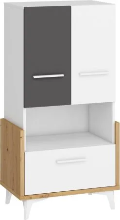 Hylly Meblocross Hey 15, Valkoinen / Tummanharmaa