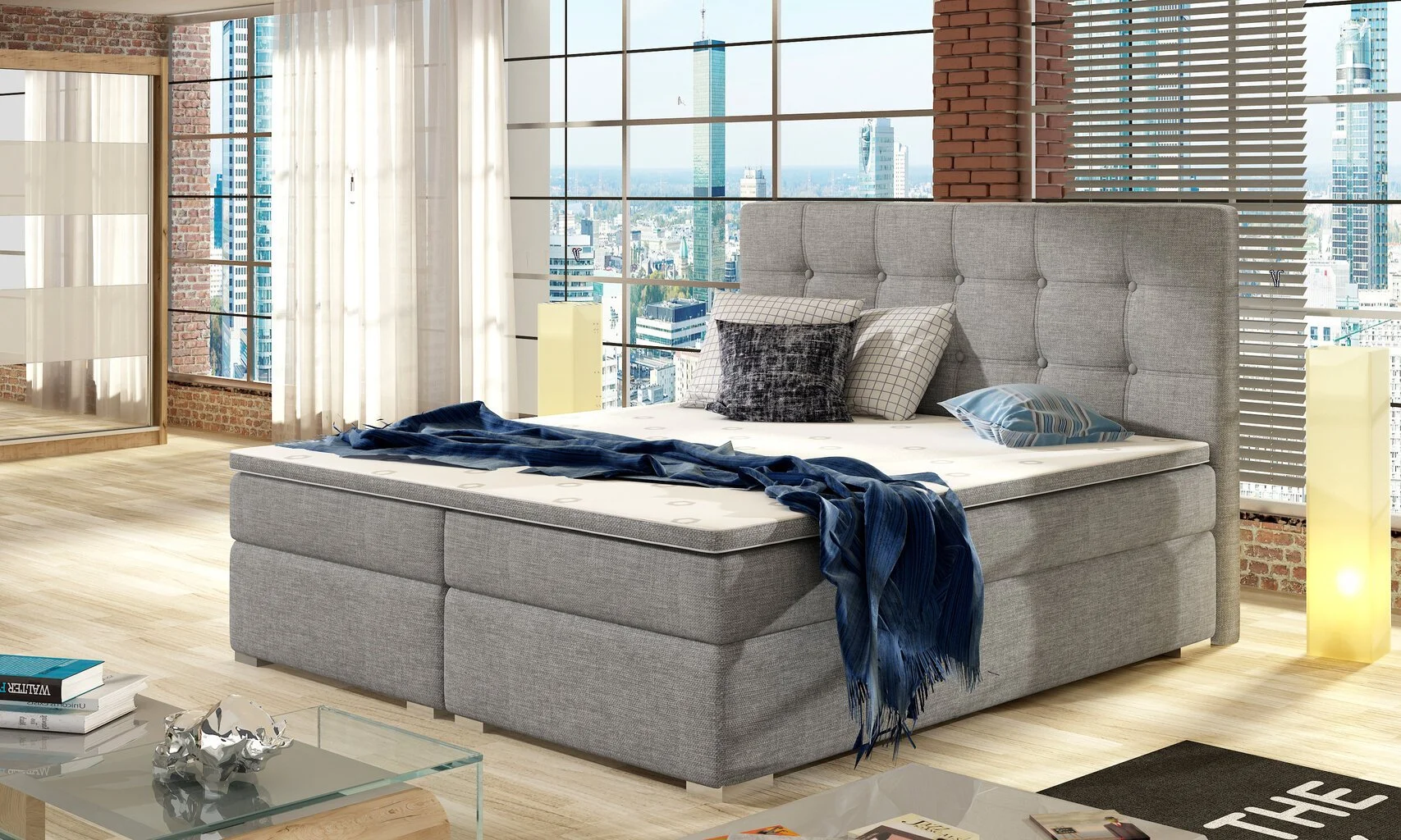 NORE Inez Sänky 140x200 Cm, Kuvakudos/harmaa 1 NORE Inez Sänky 140x200 Cm, Kuvakudos/harmaa