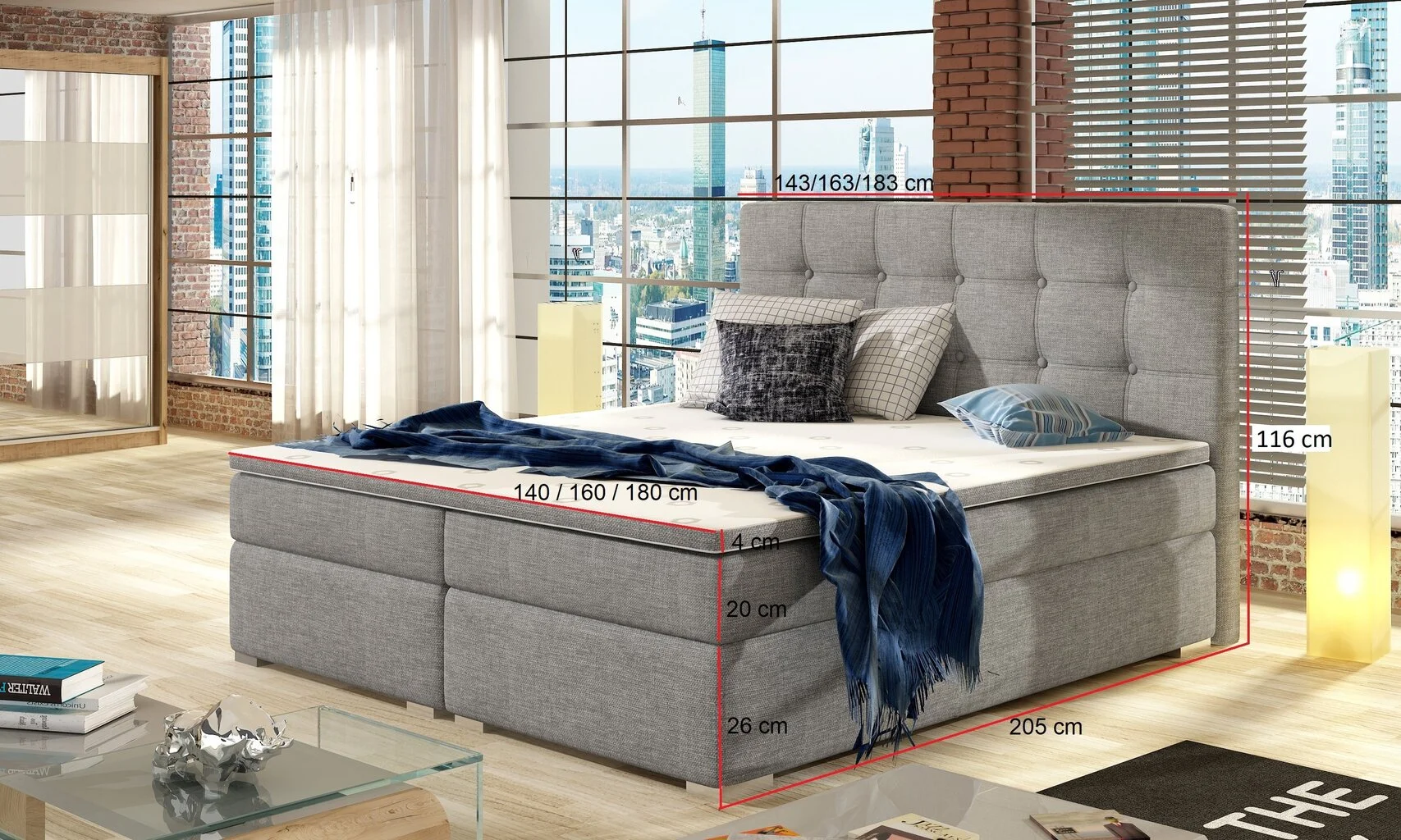 NORE Inez Sänky 140x200 Cm, Kuvakudos/harmaa 2 NORE Inez Sänky 140x200 Cm, Kuvakudos/harmaa - Image 2