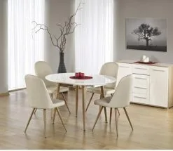 Halmar Jatkettava Ruokapöytä Edward-I, Valkoinen / Tammi -Olohuoneen kalusteet myymälä jatkettava ruokapoyta edward i valkoinen tammi 9976f hinta reference