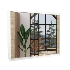 ADRK Furniture Kaappi Chester, Valkoinen / Sonoma Tammi