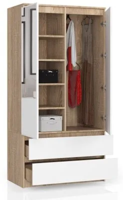 Kaappi NORE S90 Peilillä, Tammen Väri / Valkoinen. -Olohuoneen kalusteet myymälä kaappi nore s90 peililla tammen vari valkoinen 7b412 halvempi reference