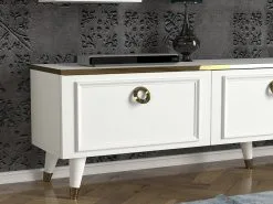 Kaappikokonaisuus Kalune Design Kornelya, Valkoinen/kulta -Olohuoneen kalusteet myymälä kaappikokonaisuus kalune design kornelya valkoinenkulta 25990 halvempi reference