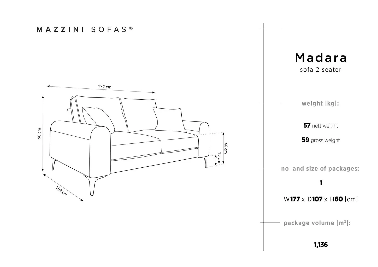 Kahden Istuttava Sohva Mazzini Sofas Madara, Veluuri, Hopeinen/kultainen 6 Kahden Istuttava Sohva Mazzini Sofas Madara, Veluuri, Hopeinen/kultainen - Image 6