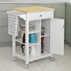 Keittiökaappi Pyörillä SoBuy FKW46-WN, Valkoinen -Olohuoneen kalusteet myymälä keittiokaappi pyorilla sobuy fkw46 wn valkoinen ea5d7 netistai reference