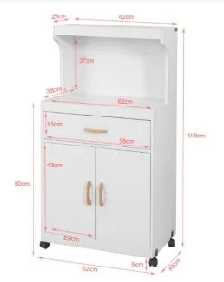 Keittiökaappi Pyörillä SoBuy FSB12-W, Valkoinen -Olohuoneen kalusteet myymälä keittiokaappi pyorilla sobuy fsb12 w valkoinen a97bb osta reference