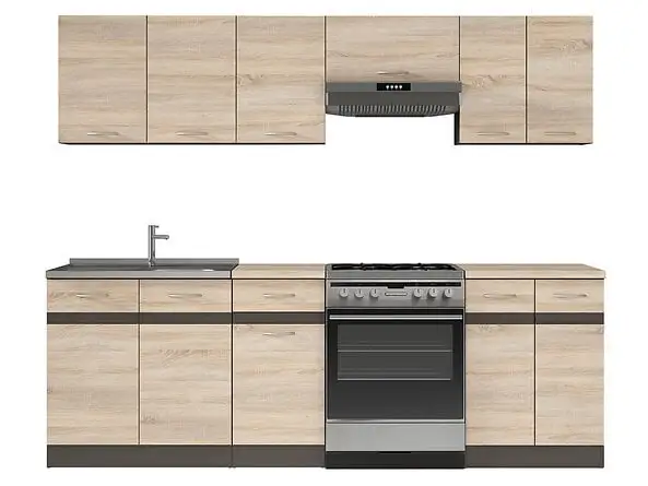 Black Red White Keittiökaappisarja Junona Line 240, Tammen Väri 1 Black Red White Keittiökaappisarja Junona Line 240, Tammen Väri