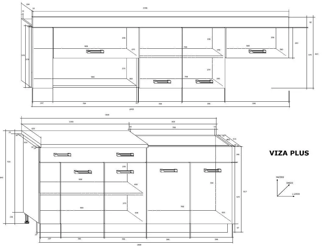 Meblocross Keittiökaappisarja Viza Plus, Vaaleanruskea 2 Meblocross Keittiökaappisarja Viza Plus, Vaaleanruskea - Image 2