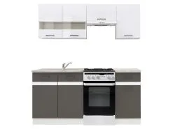 Black Red White Keittiökalusteet BRW Junona Line 170 Kodinkoneilla, Valkoinen/harmaa