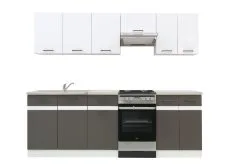 Black Red White Keittiökalusteet BRW Junona Line 230 Kodinkoneilla, Valkoinen/harmaa