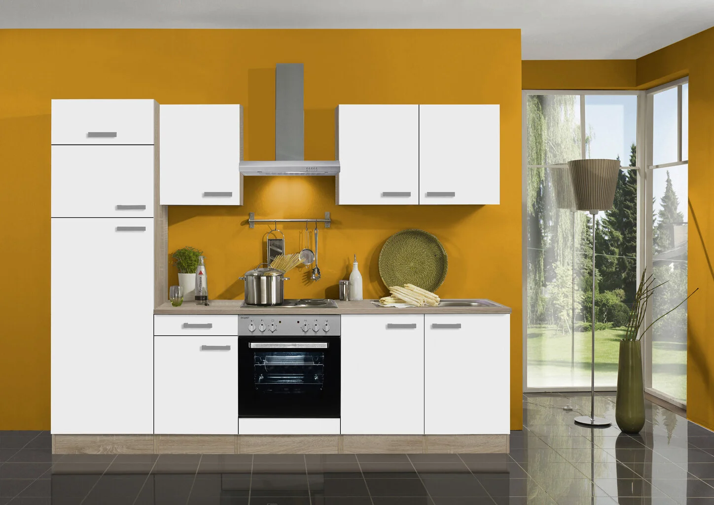 Keittiön Kaappisarja Jaka Optikompakt Zamora, 270 Cm, Valkoinen/ruskea 1 Keittiön Kaappisarja Jaka Optikompakt Zamora, 270 Cm, Valkoinen/ruskea