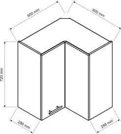 Stolkar Keittiön Seinään Kiinnitettävä Kulmakaappi PAULA WRN P/L, Valkoinen -Olohuoneen kalusteet myymälä keittion seinaan kiinnitettava kulmakaappi paula wrn pl 685c4 netistai reference
