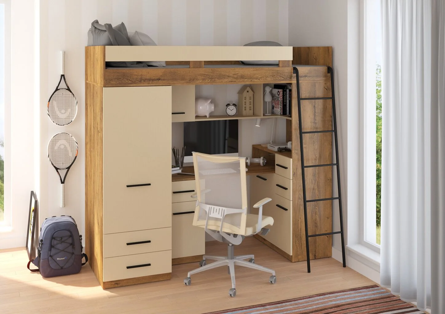 Kerrossänky Meblocross Smyk P, 80x200 Cm, Tummanruskea/beige 3 Kerrossänky Meblocross Smyk P, 80x200 Cm, Tummanruskea/beige - Image 3