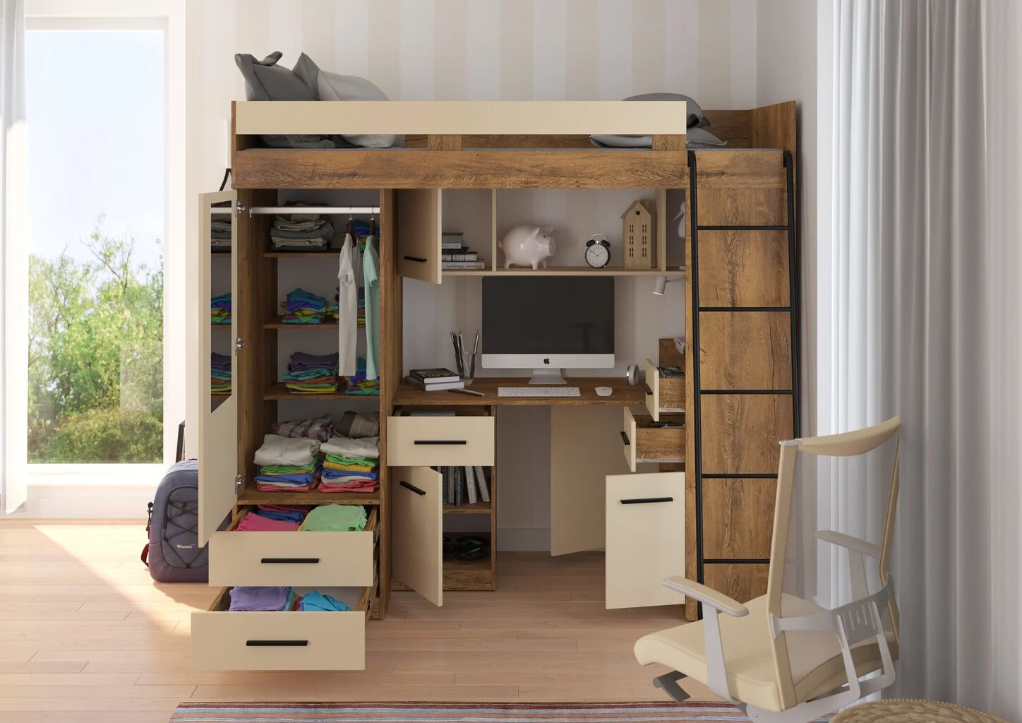 Kerrossänky Meblocross Smyk P, 80x200 Cm, Tummanruskea/beige 6 Kerrossänky Meblocross Smyk P, 80x200 Cm, Tummanruskea/beige - Image 6