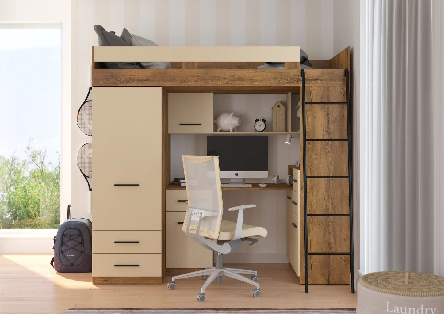 Kerrossänky Meblocross Smyk P, 80x200 Cm, Tummanruskea/beige 5 Kerrossänky Meblocross Smyk P, 80x200 Cm, Tummanruskea/beige - Image 5