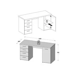 Forte Kirjoituspöytä MT926, Valkoinen/tammi -Olohuoneen kalusteet myymälä kirjoituspoyta mt926 valkoinentammi 4d935 palaute reference