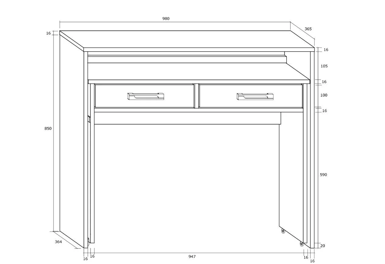 Meblocross Kirjoituspöytä Zoom, Valkoinen/tammi 3 Meblocross Kirjoituspöytä Zoom, Valkoinen/tammi - Image 3