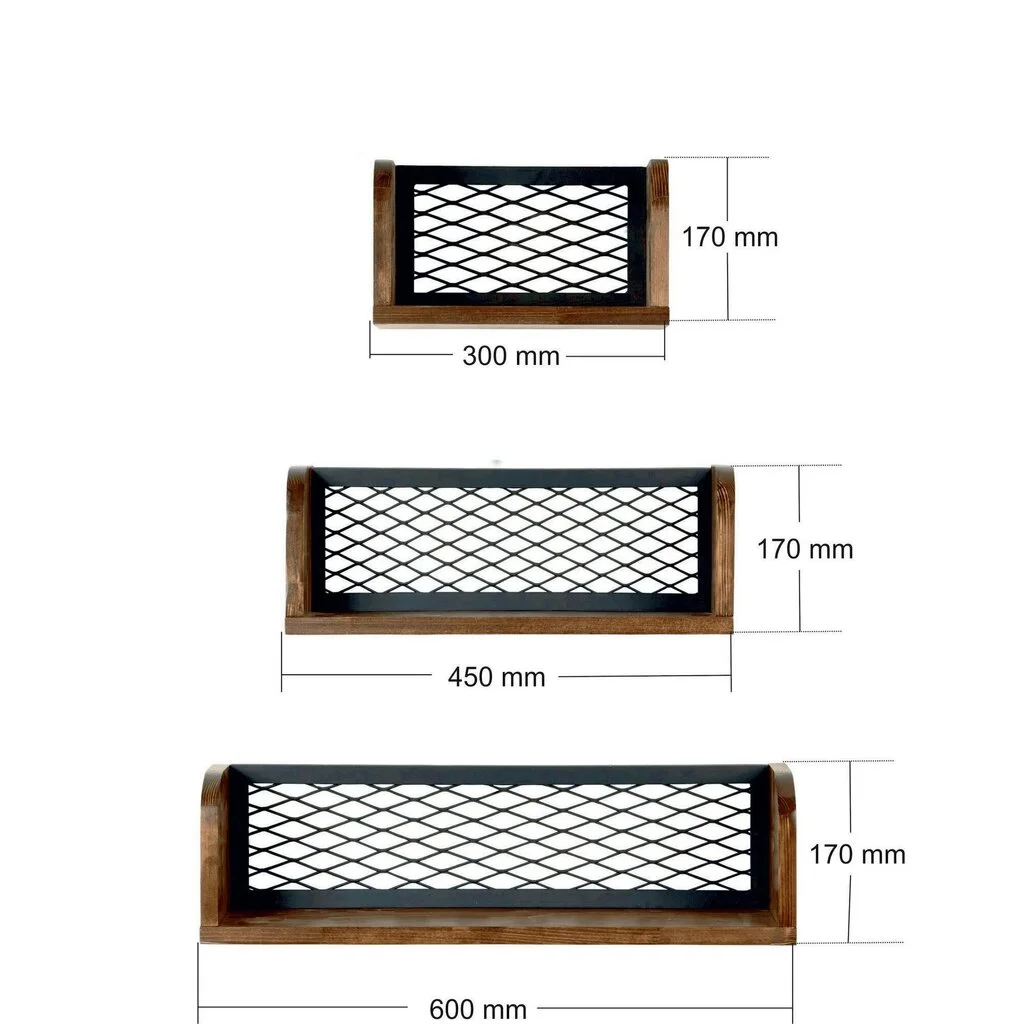 Kolmen Hyllyn Sarja Buzim, Ruskea/musta 4 Kolmen Hyllyn Sarja Buzim, Ruskea/musta - Image 4