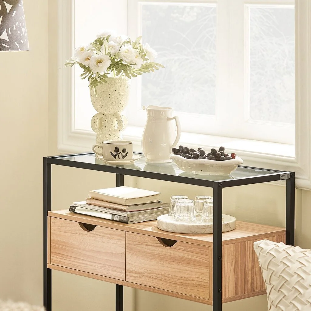 Konsoli SoBuy FSB54-N, Musta/ruskea 2 Konsoli SoBuy FSB54-N, Musta/ruskea - Image 2