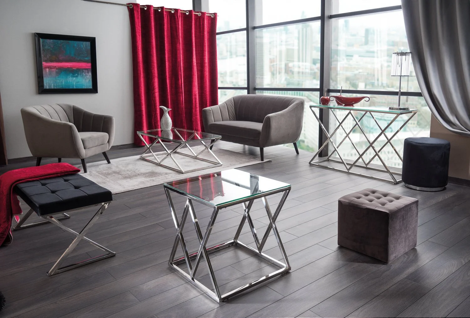 Signal Meble Konsoli Zegna C, Harmaa 2 Signal Meble Konsoli Zegna C, Harmaa - Image 2