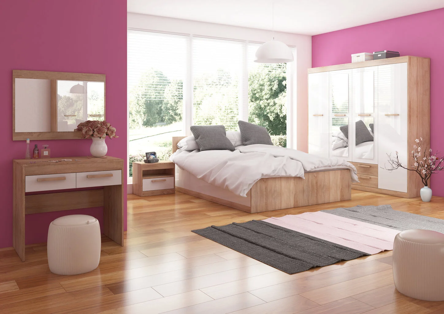 Meblocross Kosmetiikkapöytä Maximus, Tammi / Valkoinen 2 Meblocross Kosmetiikkapöytä Maximus, Tammi / Valkoinen - Image 2