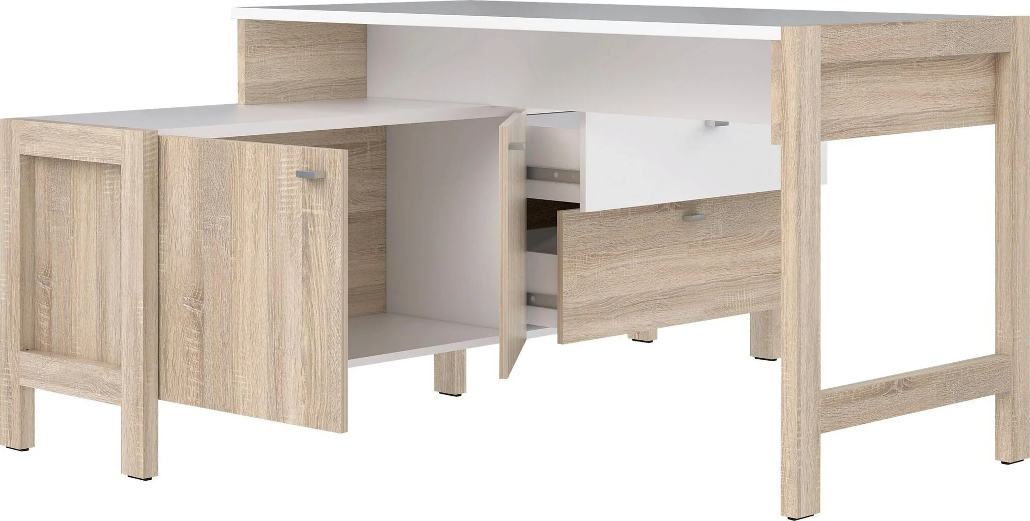 Forte Kulmatyöpöytä Hoyvik, Sonoma Tammi/valkoinen 4 Forte Kulmatyöpöytä Hoyvik, Sonoma Tammi/valkoinen - Image 4