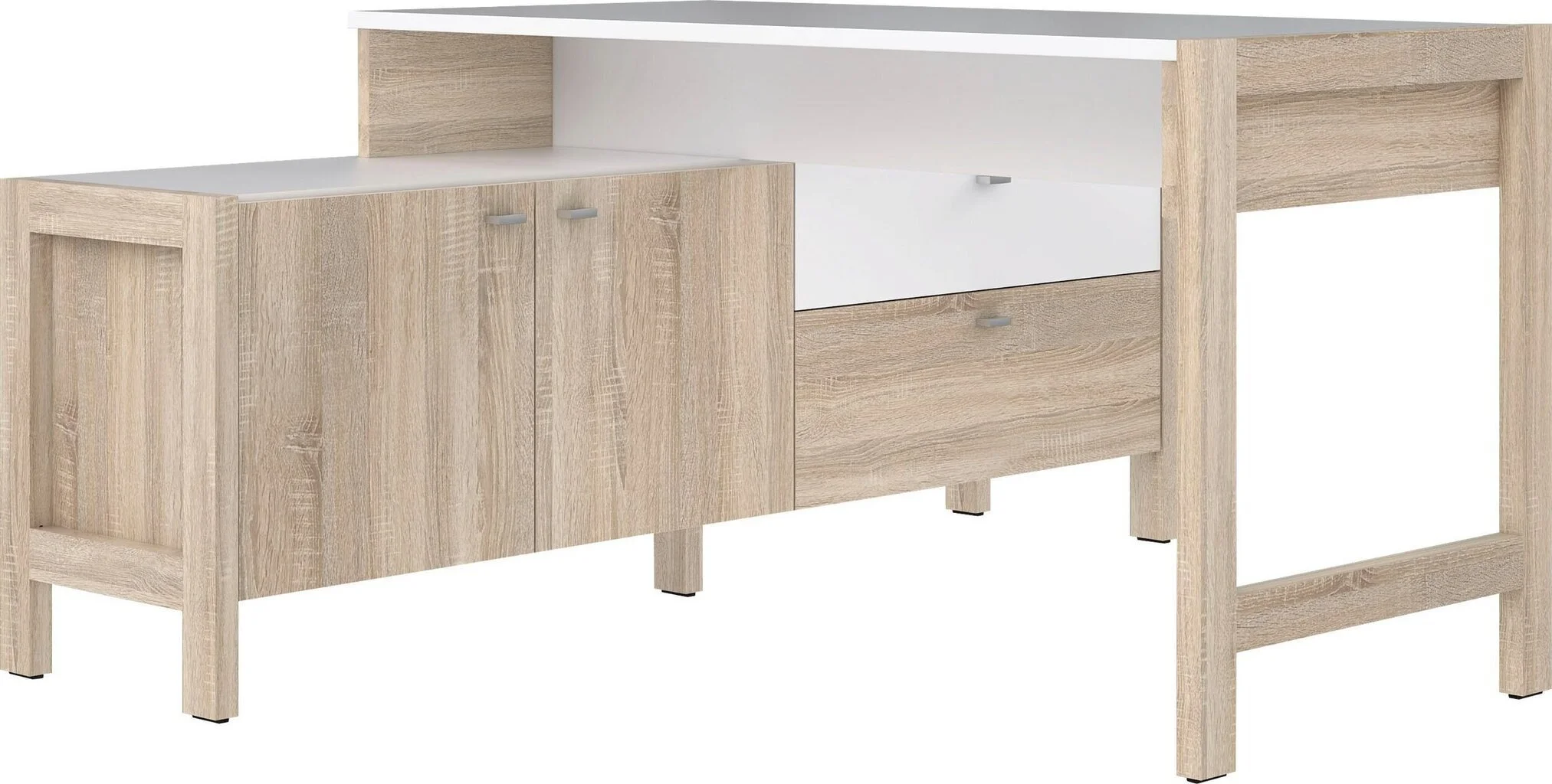 Forte Kulmatyöpöytä Hoyvik, Sonoma Tammi/valkoinen 2 Forte Kulmatyöpöytä Hoyvik, Sonoma Tammi/valkoinen - Image 2