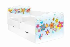 Amila Lasten Sänky Patjalla ALEX 26 160x80 Cm, Liinavaatelaatikko Ja Irrotettava Suojakaide