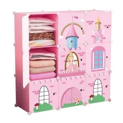 Lastenvaatekaappi Funlandia, 9-osainen, Pinkki