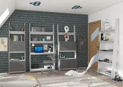 Meblocross Lattiahylly Rack 80-2D, Valkoinen/harmaa. -Olohuoneen kalusteet myymälä lattiahylly rack 80 2d valkoinenharmaa cc688 netistai reference