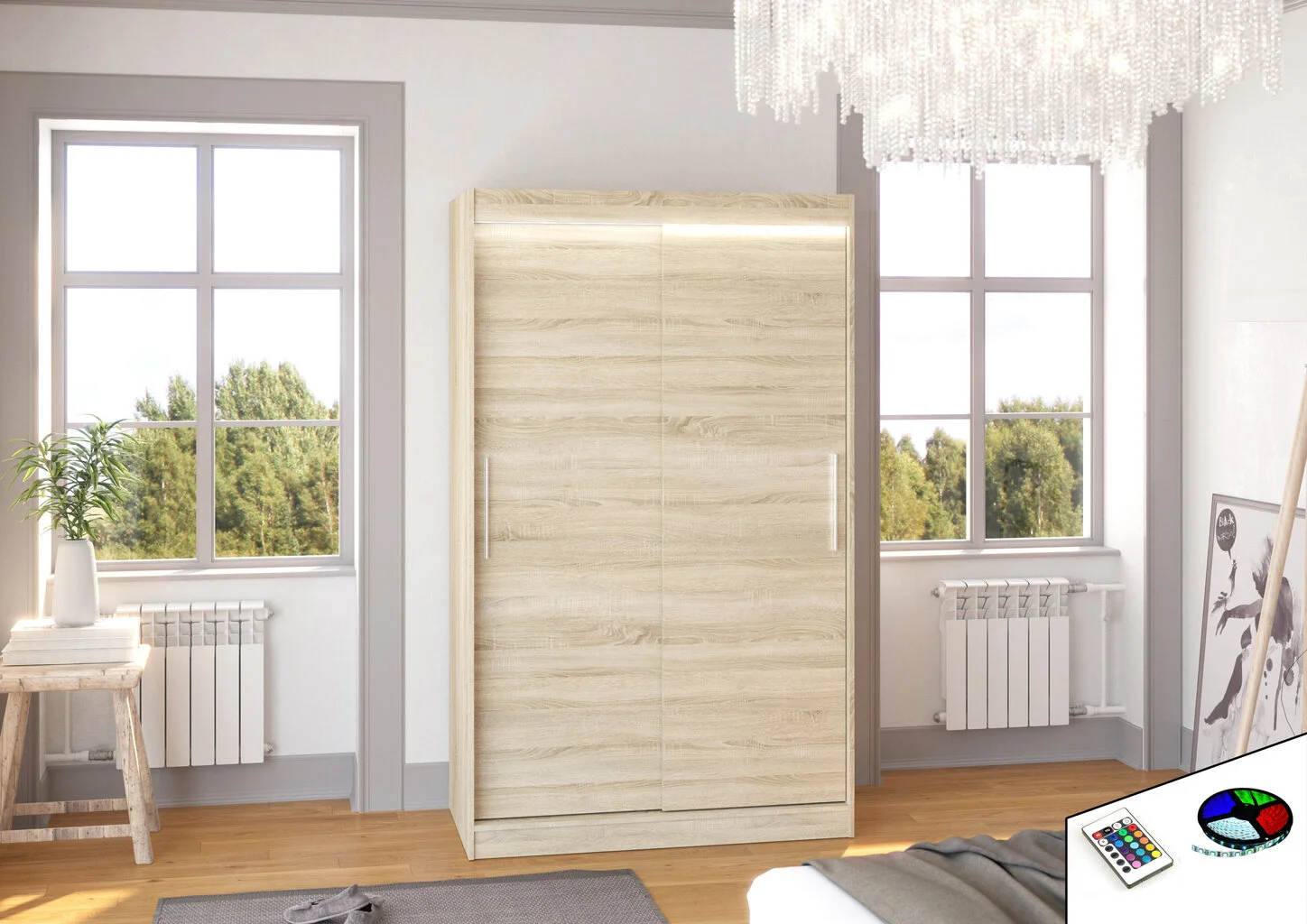 LED-valaistuskaappi ADRK Furniture Collin, Tammi 3 LED-valaistuskaappi ADRK Furniture Collin, Tammi - Image 3