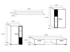 ADRK Furniture Leon, Kiiltävä Musta -Olohuoneen kalusteet myymälä leon kiiltava musta 3c5bc netistai reference