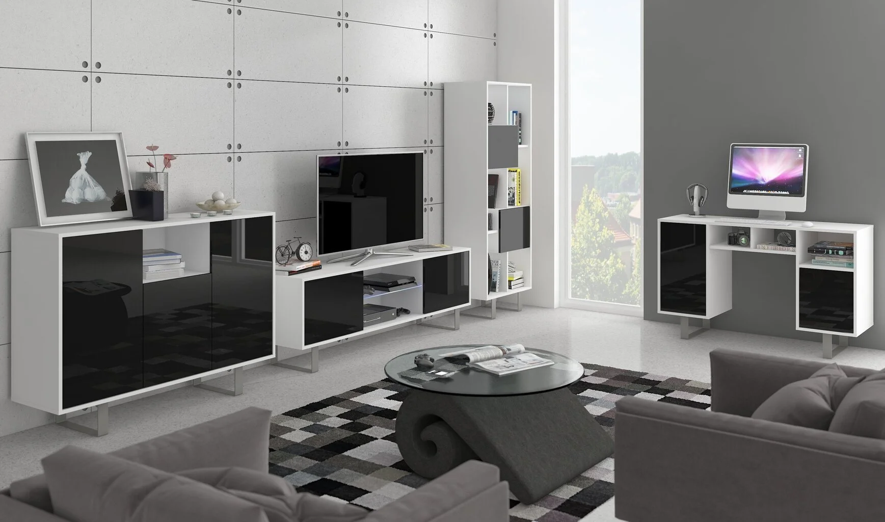 Meblocross Lipasto King 4, Valkoinen/musta 2 Meblocross Lipasto King 4, Valkoinen/musta - Image 2