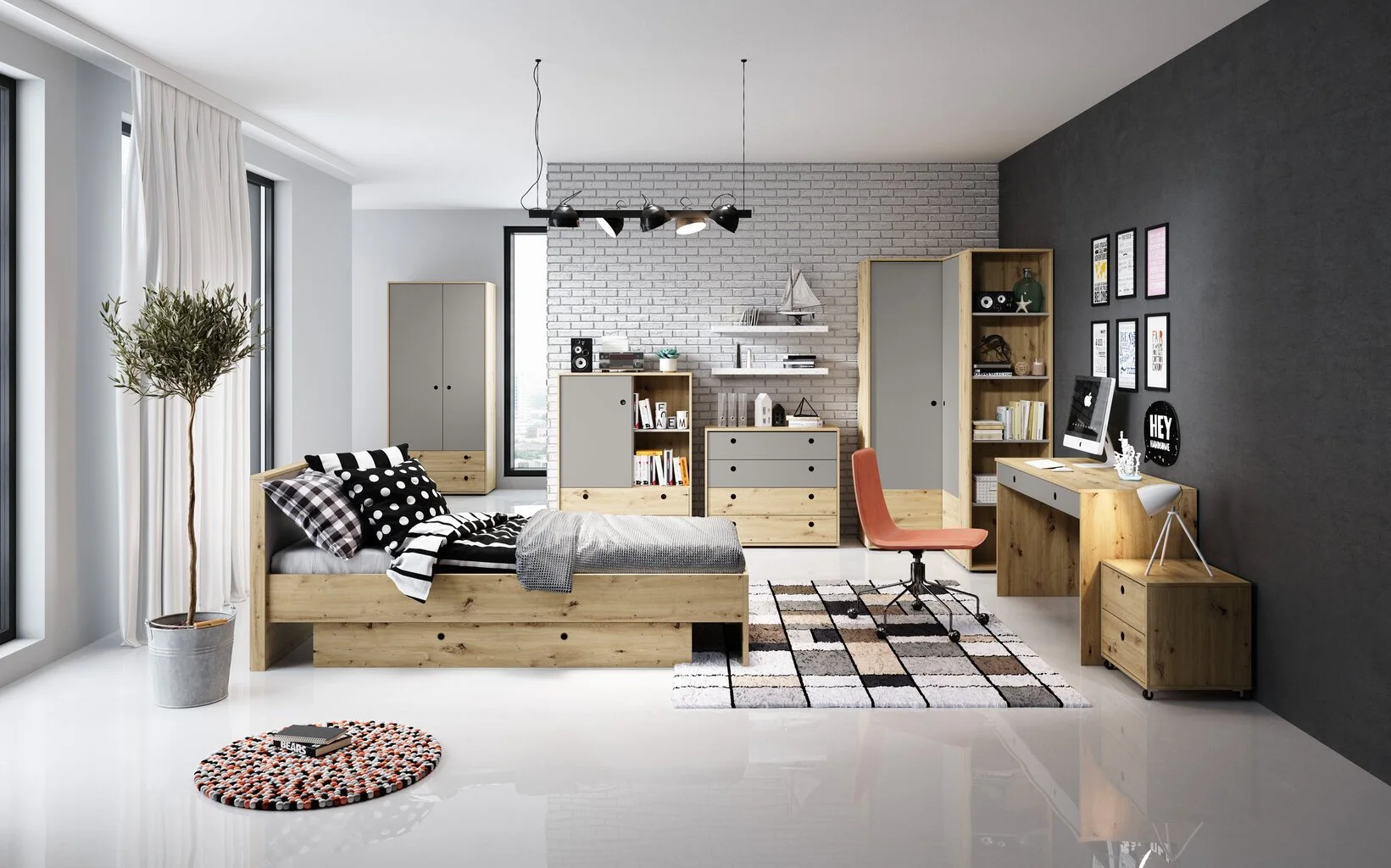 Lipasto Laski Meble Kuki E, Ruskea/harmaa. 3 Lipasto Laski Meble Kuki E, Ruskea/harmaa. - Image 3